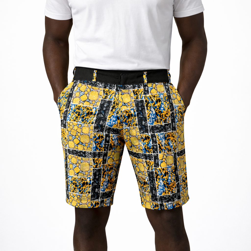 Men’s Bold Ankara Patchwork Shorts