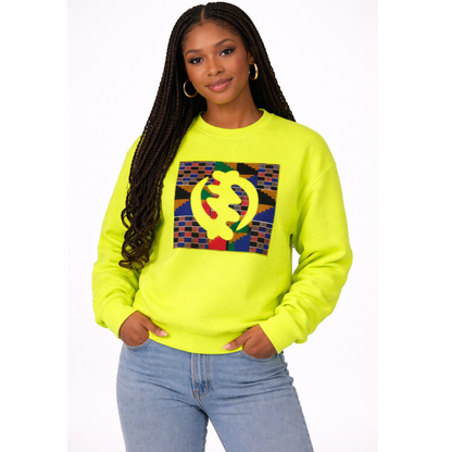 Neon Kente Gye Nyame Sweatshirt – Unisex
