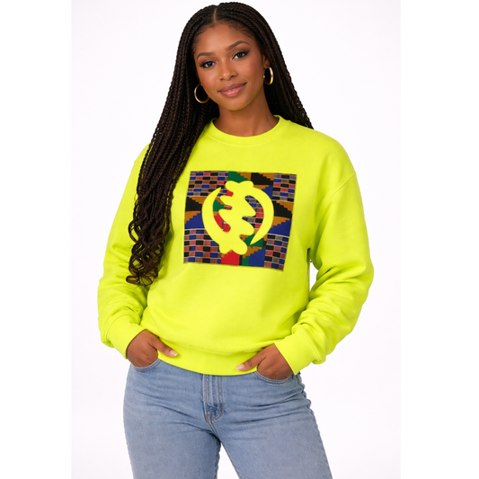 Neon Kente Gye Nyame Sweatshirt – Unisex