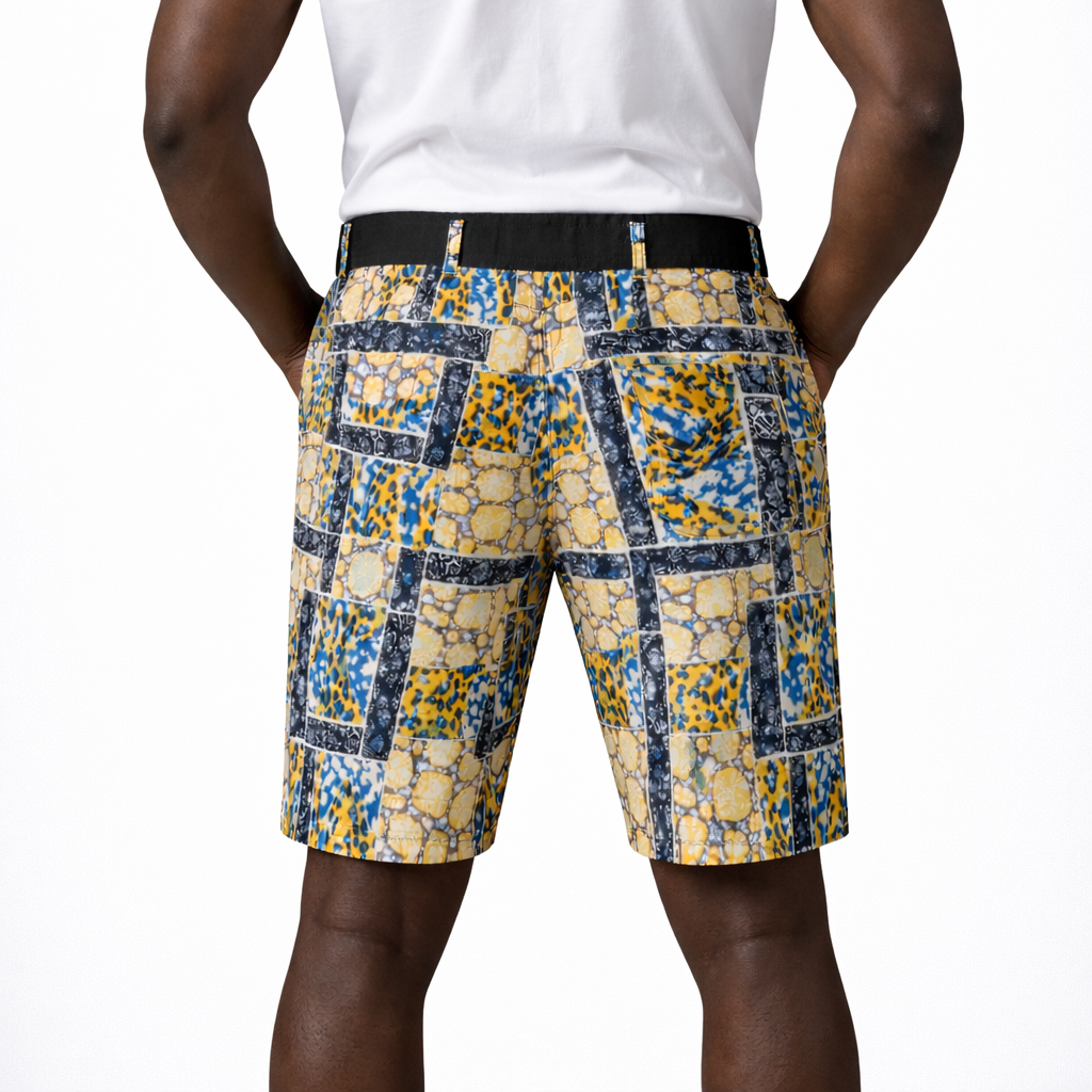 Men’s Bold Ankara Patchwork Shorts