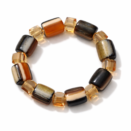 Earth Tone African Beaded Bracelet – Women’s 6 Inch Stretch Bracelet