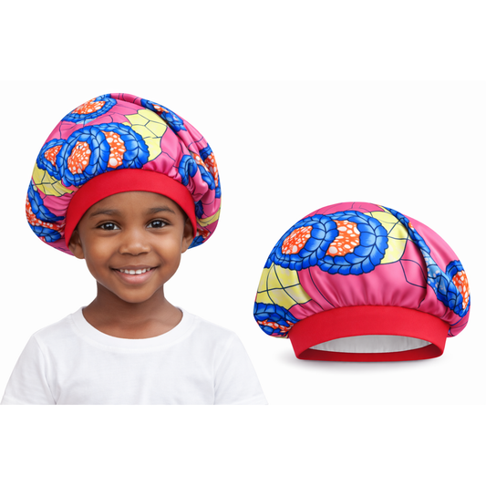 African Kids Satin Bonnet – Girls Sleep Hair Cap