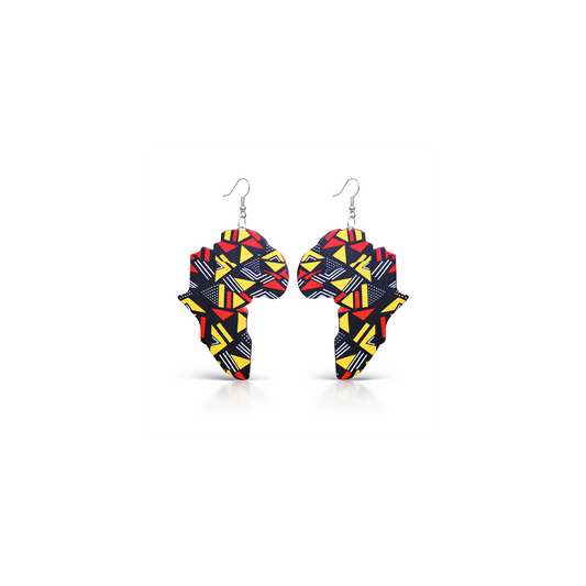 Africa Map Print Earrings – African Statement Drops