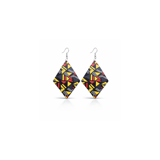 African Print Diamond Earrings – Ankara Pattern Drops