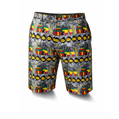 Men’s African Heritage Print Tailored Shorts – Grey Ankara