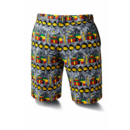 Men’s African Heritage Print Tailored Shorts – Grey Ankara