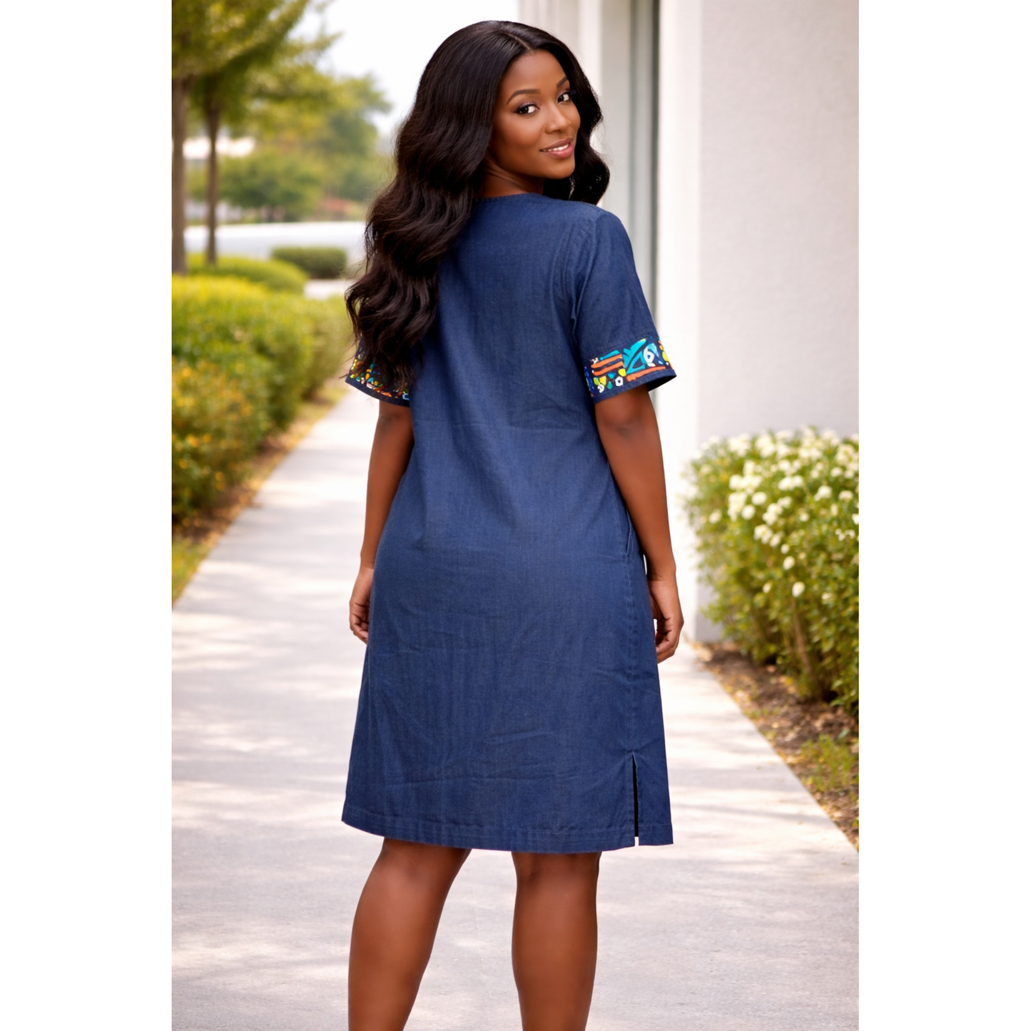 Ankara Patchwork Midi Dress – African Denim Style