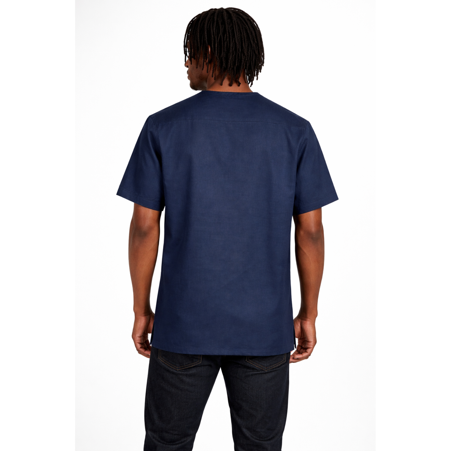 Men’s Navy African Print Stretch Shirt – Ankara Heritage Panel