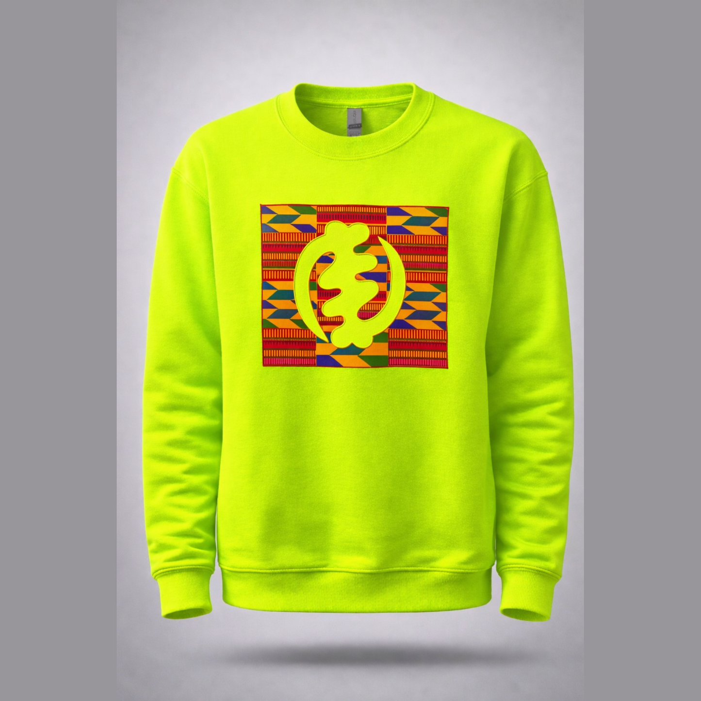 Neon Kente Gye Nyame Heritage Sweatshirt – Unisex