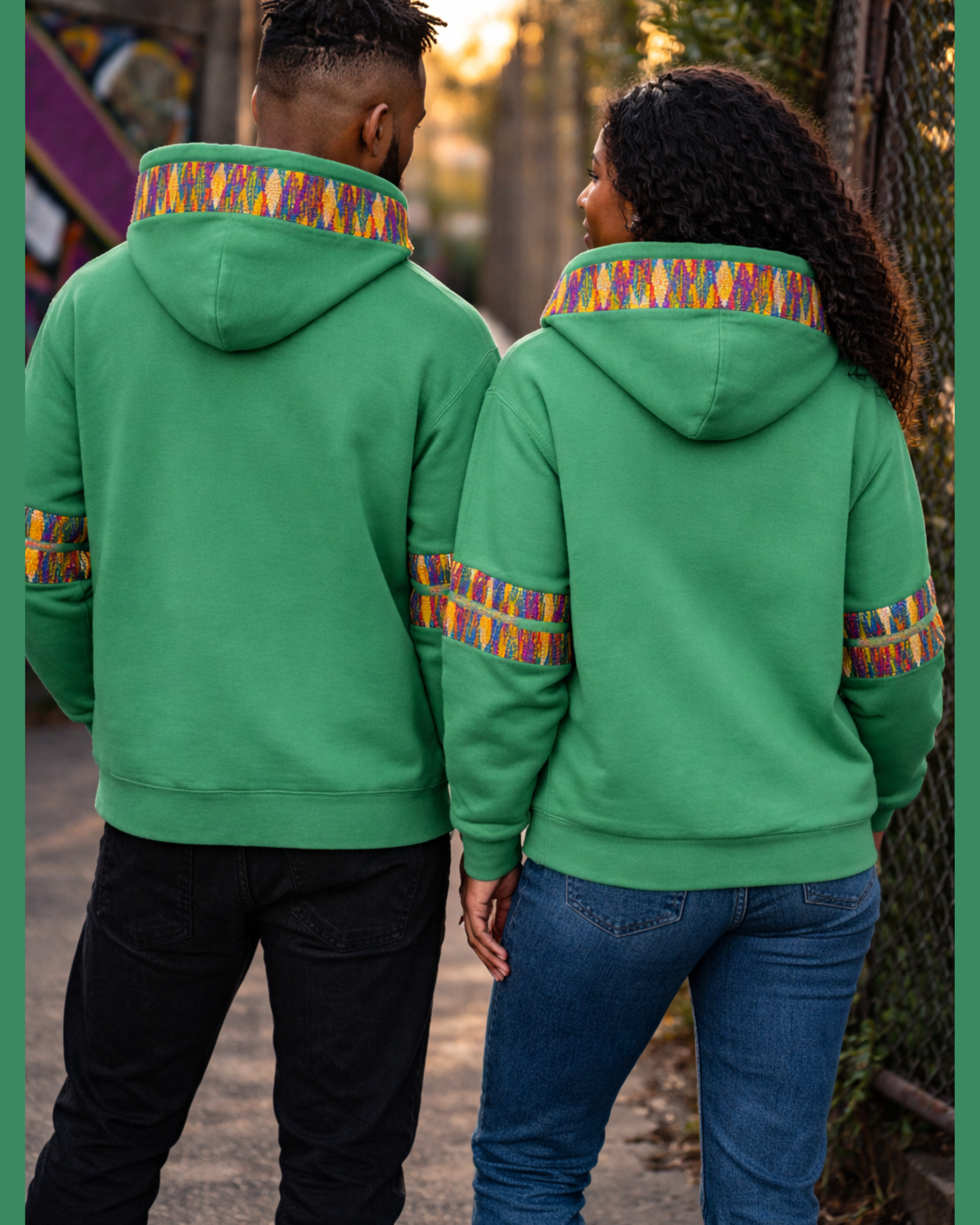 Emerald Kente Heritage Hoodie – Unisex